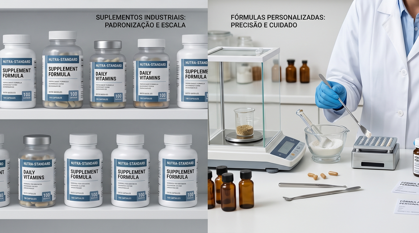 Padronização vs. personalização na suplementação: limites dos produtos prontos e vantagens da manipulação